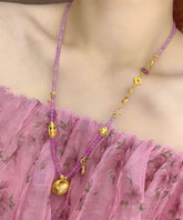 Feine lila antike Gold Tropf Glasur Pullover Anhänger Halskette